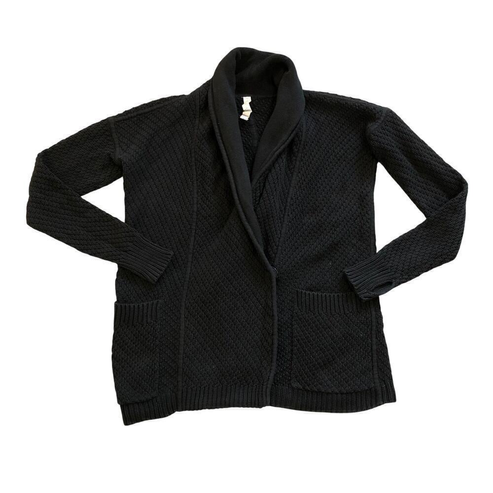 Lululemon Post Practice Cardi Womens Cardigan Sz 6 Black Knit Lounge
